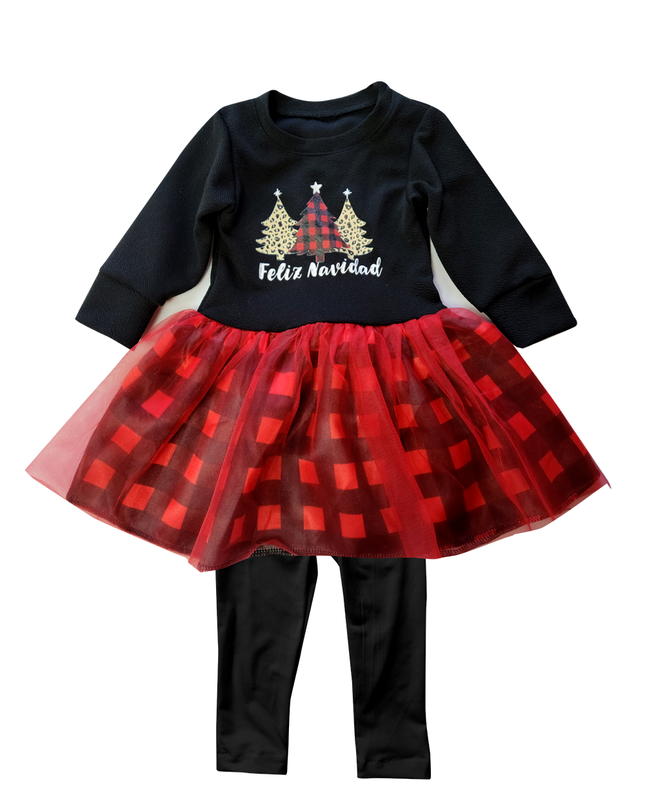 Vestido Feliz Navidad. 3 meses a 8 Años